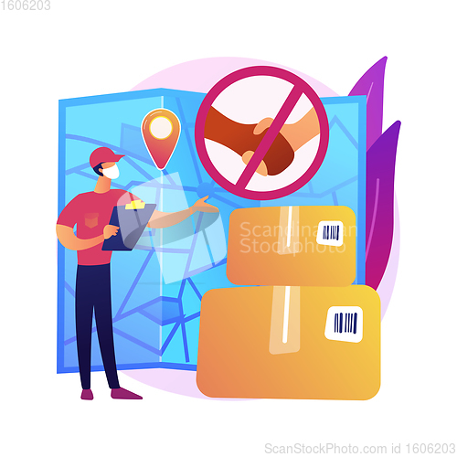 Image of No-contact pick up and delivery abstract concept vector illustration.