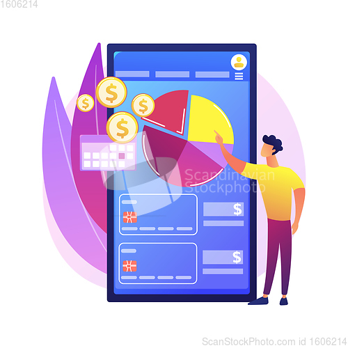 Image of Mobile expense management abstract concept vector illustration.