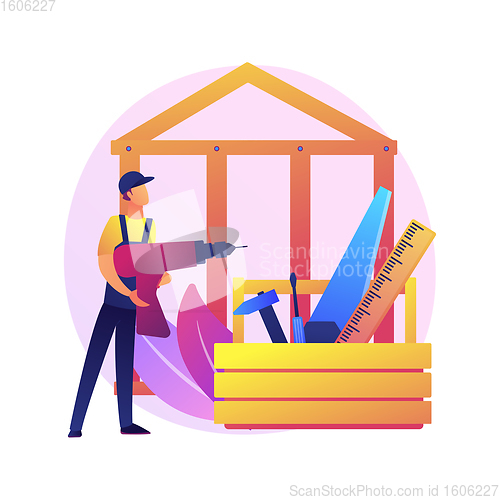 Image of Carpenter services abstract concept vector illustration.