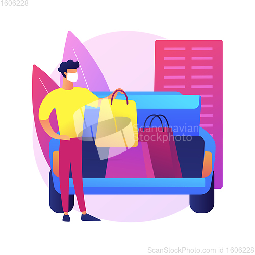 Image of Get supplies without leaving your car abstract concept vector illustration.