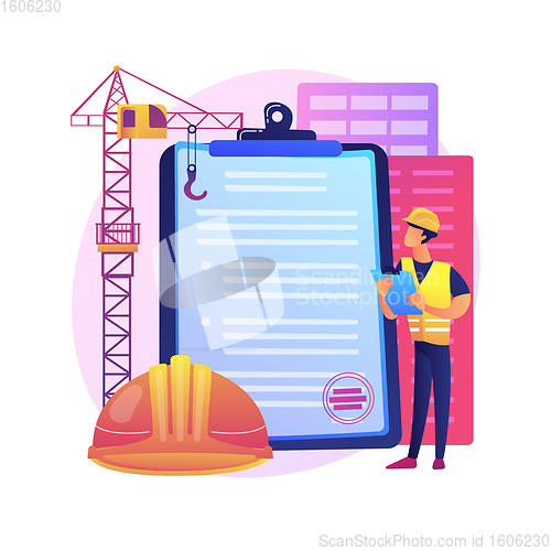 Image of Building permit abstract concept vector illustration.