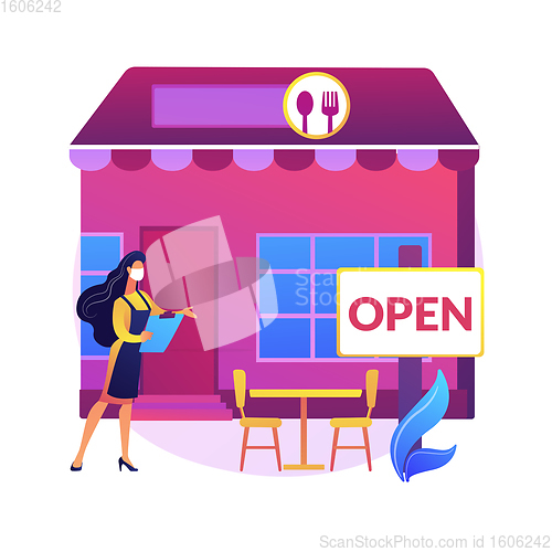 Image of Restaurants reopening abstract concept vector illustration.