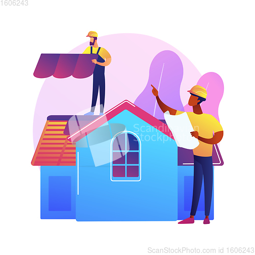 Image of Roofing services abstract concept vector illustration.