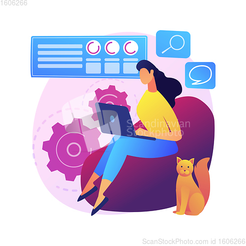 Image of Work home office abstract concept vector illustration.