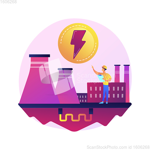 Image of Power plant, electric industry, energy production vector concept metaphor.