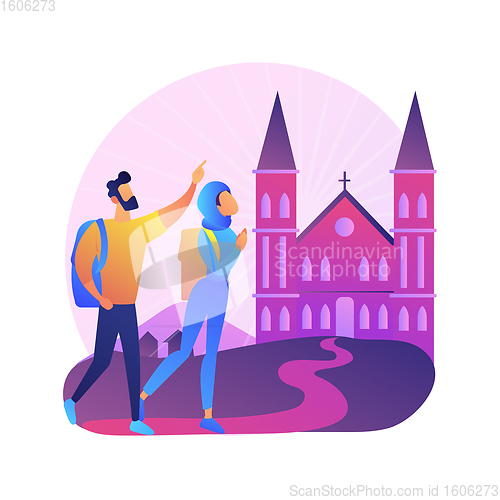 Image of Christian pilgrimages abstract concept vector illustration.