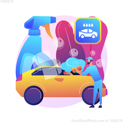 Image of Car wash service abstract concept vector illustration.