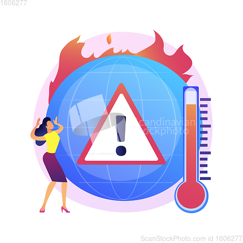 Image of Earth climate change, temperature increase, global warming vector concept metaphor.