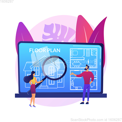 Image of Real estate floor plan abstract concept vector illustration.