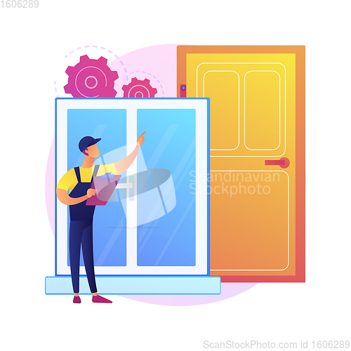 Image of Windows and doors services abstract concept vector illustration.