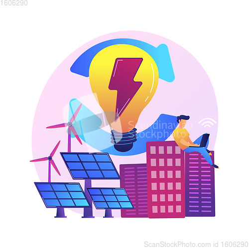 Image of Electric charge, electricity generation, light production vector concept metaphor.