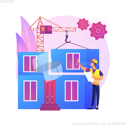 Image of Modular home abstract concept vector illustration.