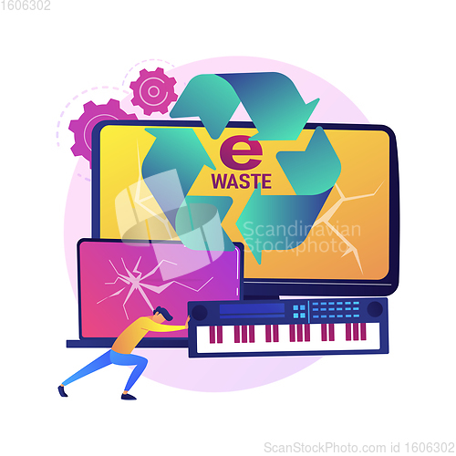 Image of E-waste reduction abstract concept vector illustration.