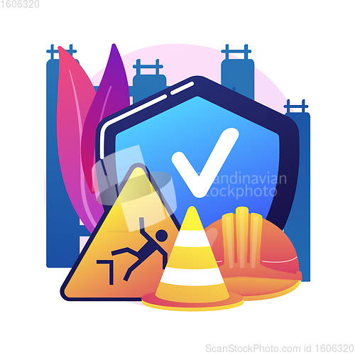 Image of Construction site protection abstract concept vector illustration.