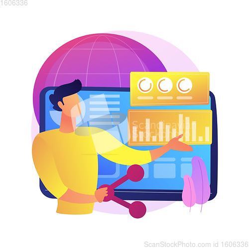 Image of Climate data share and use abstract concept vector illustration.