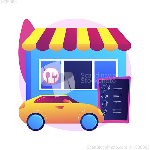 Image of Drive-in restaurant abstract concept vector illustration.