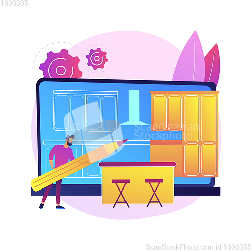 Image of Custom made kitchens abstract concept vector illustration.