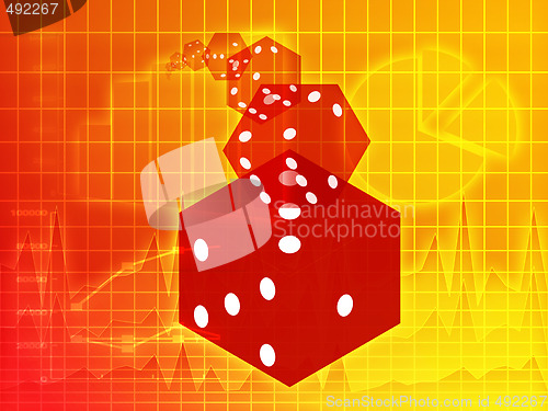 Image of Rolling red dice illustration