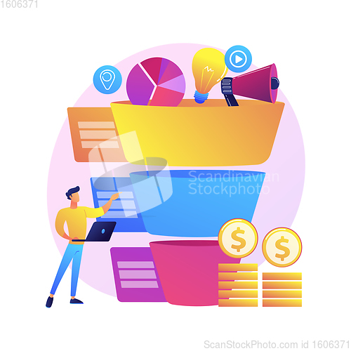 Image of Sales pipeline management abstract concept vector illustration.