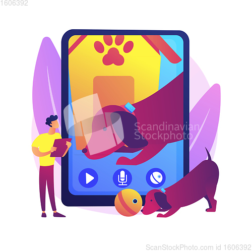 Image of Robotic pet sitters abstract concept vector illustration.