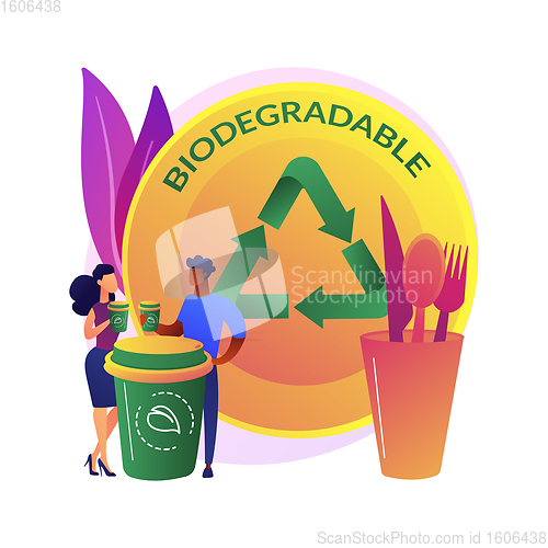 Image of Biodegradable disposable tableware abstract concept vector illustration.