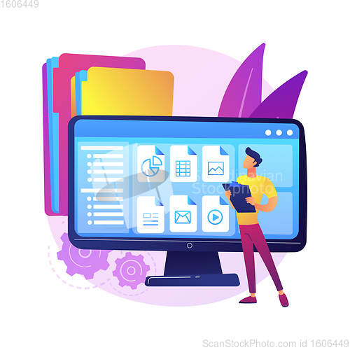 Image of Document management soft abstract concept vector illustration.