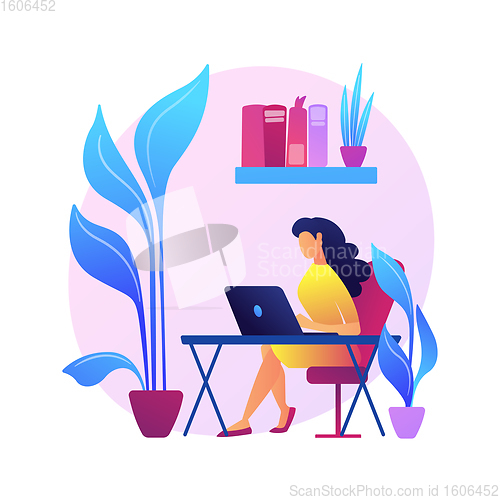 Image of Biophilic design in workspace abstract concept vector illustration.