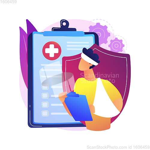 Image of Occupational accident insurance abstract concept vector illustration.