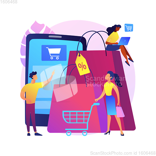 Image of Consumer society abstract concept vector illustration.