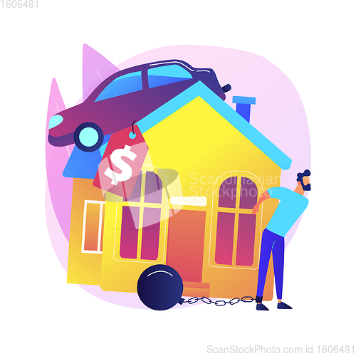 Image of Debt burden abstract concept vector illustration.