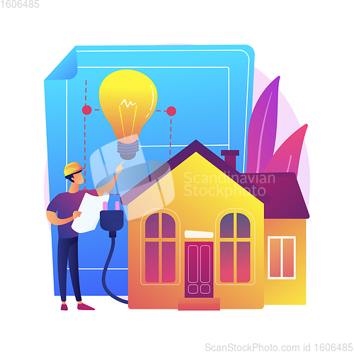 Image of Residential electrical construction abstract concept vector illustration.