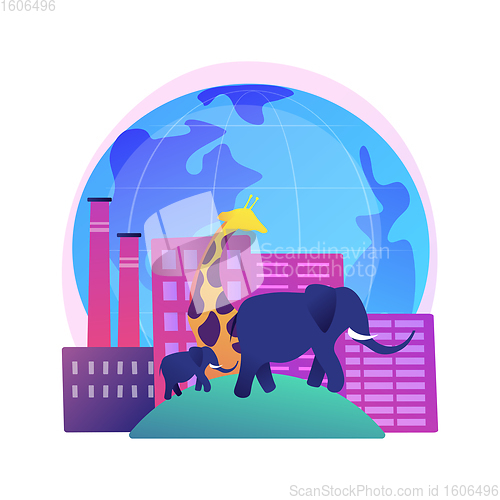 Image of Habitat loss for wild animals abstract concept vector illustration.