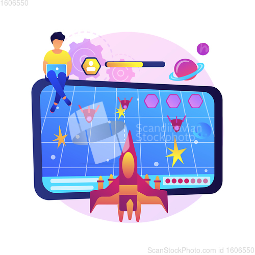 Image of Action game abstract concept vector illustration.