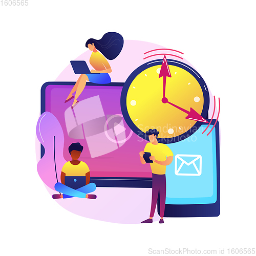 Image of Screen addiction abstract concept vector illustration.