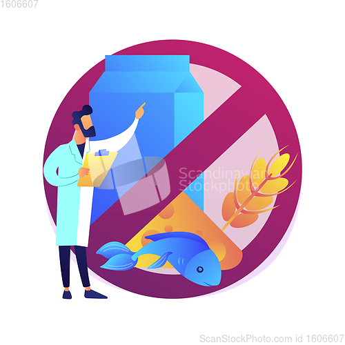 Image of Food allergy abstract concept vector illustration.