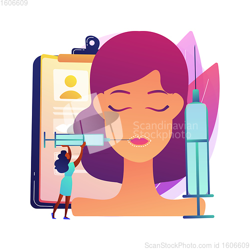 Image of Lip injections abstract concept vector illustration.