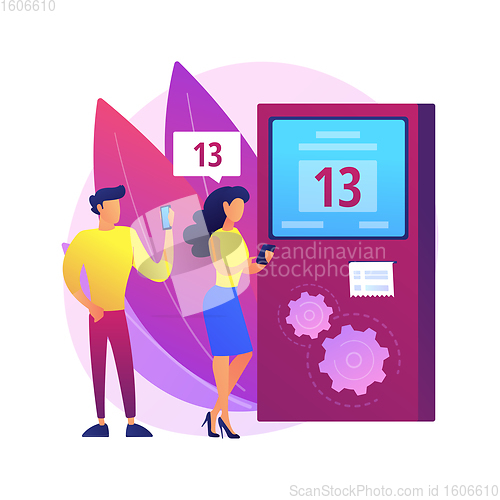 Image of Electronic queuing system abstract concept vector illustration.