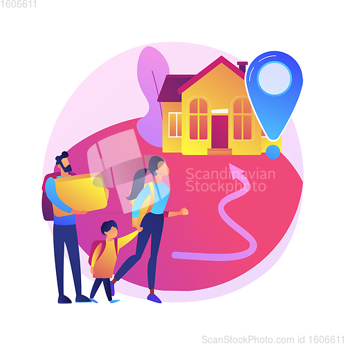 Image of Resettlement of persons abstract concept vector illustration.