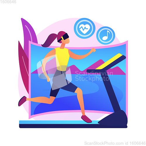 Image of VR fitness gym abstract concept vector illustration.