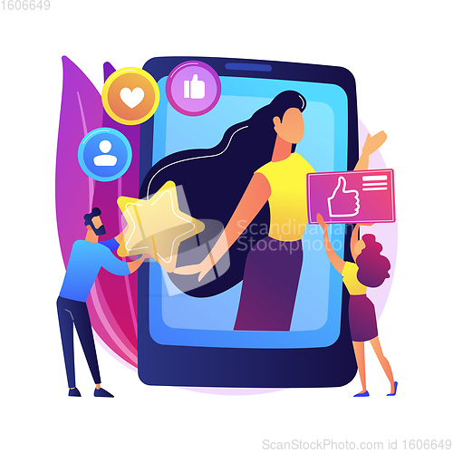 Image of Social media star abstract concept vector illustration.