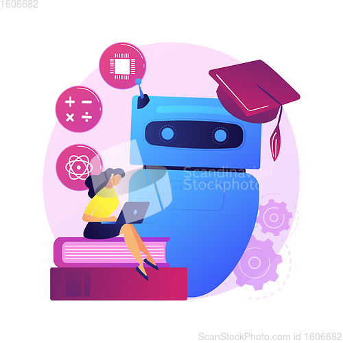 Image of Chatbot self learning abstract concept vector illustration.