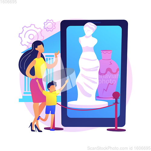 Image of Online museum tours abstract concept vector illustration.
