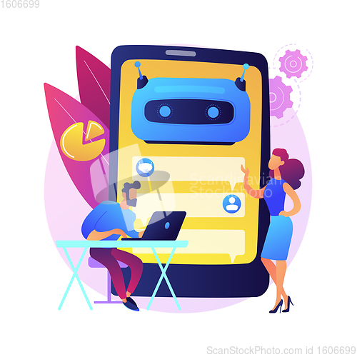 Image of Chatbot development platform abstract concept vector illustration.
