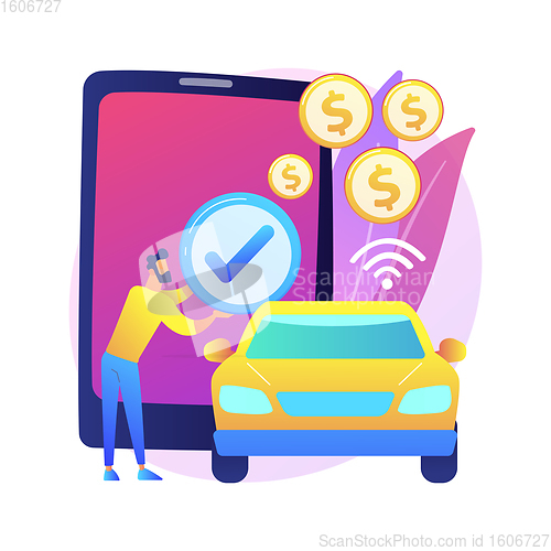 Image of In vehicle payments abstract concept vector illustration.