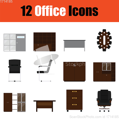 Image of Office furniture icon set