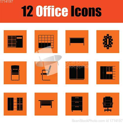 Image of Office furniture icon set