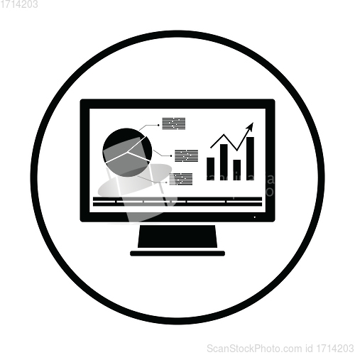 Image of Monitor with analytics diagram icon