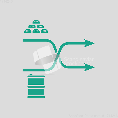 Image of Gold and oil comparison chart icon