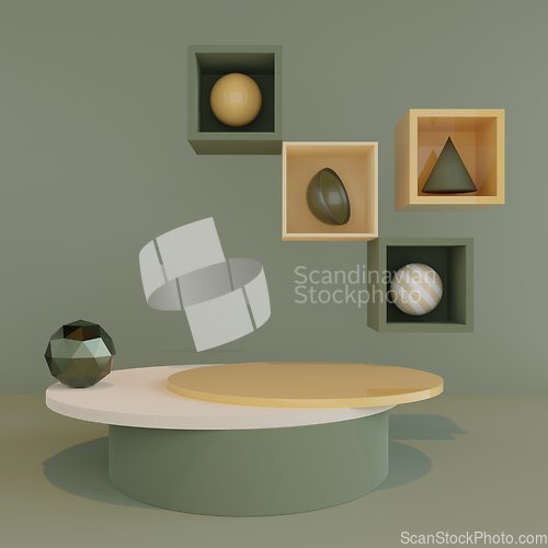 Image of  3D geometric empty podium for product palcement