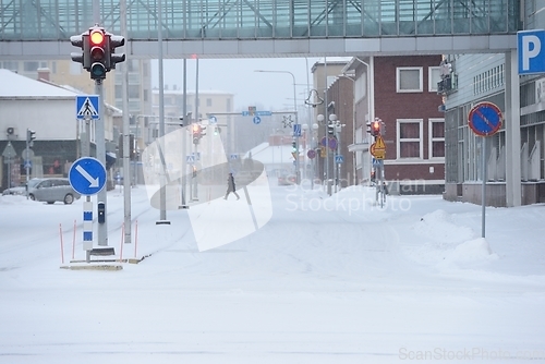 Image of winter landscape of small town in Finland